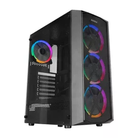   Everest Számítógépház -  FLAT MESH (fekete; plexi; ATX; alsó táp; 4x120mm LED; 1xUSB3.0 + 2xUSB2.0, I/O; porszűrő)