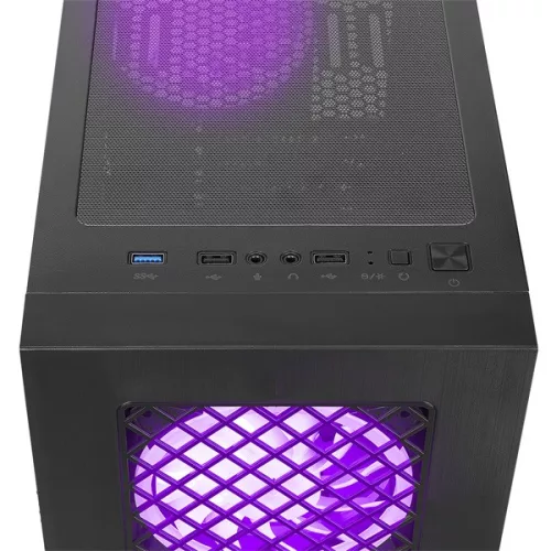 Rampage Számítógépház - PLAID V1 (fekete; üveg; ATX; alsó táp; 4x120mm RGB, 1xUSB3.0 + 2xUSB2.0)