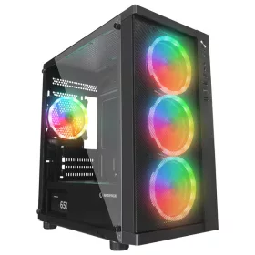   Rampage Számítógépház - VEGA V2 (fekete; üveg; mATX; alsó táp; 4x120mm RGB, 1xUSB3.0 + 2xUSB2.0)