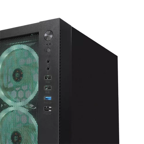 Rampage Számítógépház - VEGA V2 (fekete; üveg; mATX; alsó táp; 4x120mm RGB, 1xUSB3.0 + 2xUSB2.0)