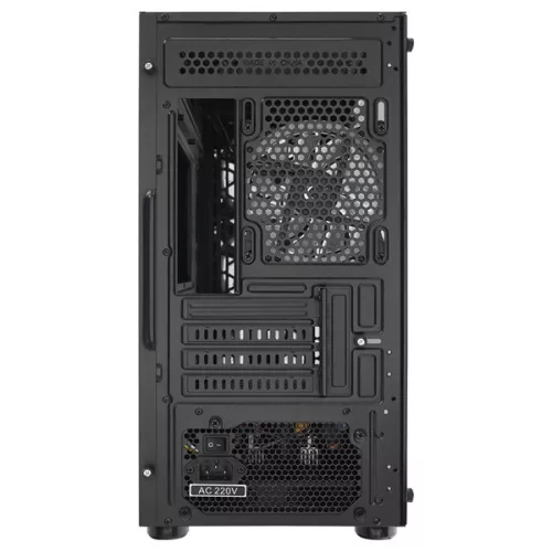 Rampage Számítógépház - VEGA V2 (fekete; üveg; mATX; alsó táp; 4x120mm RGB, 1xUSB3.0 + 2xUSB2.0)