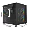 Rampage Számítógépház - LUMID (fekete; ablakos; mATX, alsó táp, 3x120mm A-RGB)