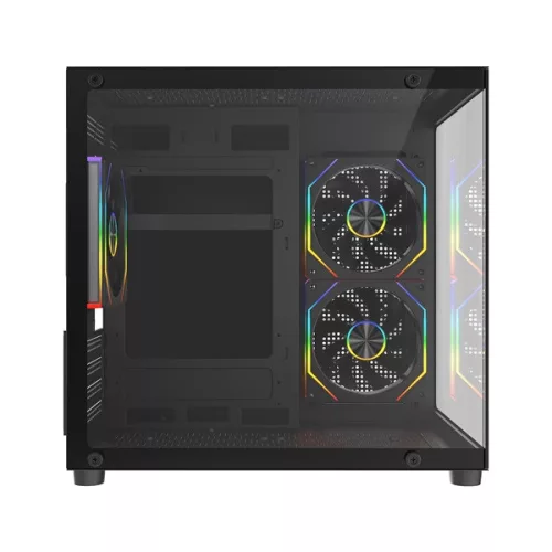 Rampage Számítógépház - LUMID (fekete; ablakos; mATX, alsó táp, 3x120mm A-RGB)