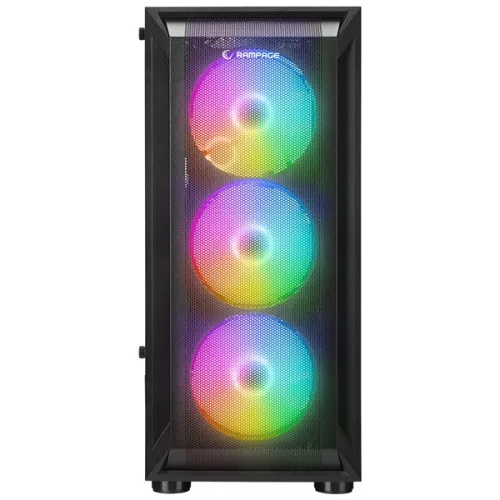 Rampage Számítógépház - SHIVA  (fekete; ablakos; ATX, alsó táp, 4x120mm LED)