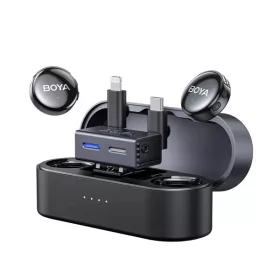  BOYA Mikrofon - BOYALINK 3-01 (Vezeték nélküli, zajszűrés, fekete, Lightning, USB-C, 3,5mm)