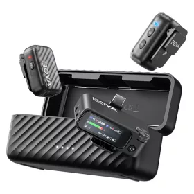   BOYA Mikrofon - BOYAMIC 2-02 (Vezeték nélküli, zajszűrés, fekete, USB-C, 3,5mm)