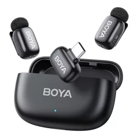   BOYA Mikrofon - mini 2-02 (Vezeték nélküli, AI zajszűrő, fekete, 2TX+1RX, USB-C)