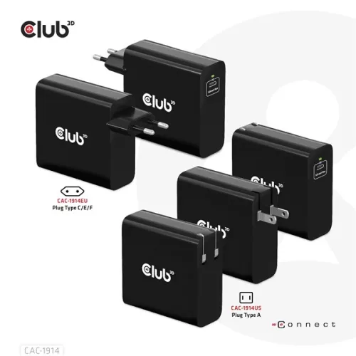 Club 3D Hálózati Adapter - CAC-1914EU (140W, GaN USB-C, PD 3.1)