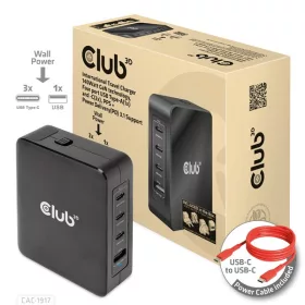   Club 3D Hálózati Adapter - CAC-1917 (140W GaN, 3x USB-C, 1x USB-A, PD3.1, 4 csatlakozó)