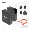 Club 3D Hálózati Adapter - CAC-1917 (140W GaN, 3x USB-C, 1x USB-A, PD3.1, 4 csatlakozó)