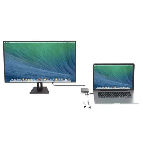 Conceptronic Notebook Dokkoló - DONN09B (USB-C to HDMI+VGA+USB-A+AUX, fekete)