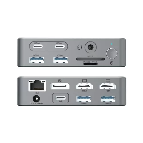 Conceptronic Notebook Dokkoló - DONN25G (USB-C to HDMI/DP/USB-C PD/USB-A/SD/TF/RJ45/Audio)