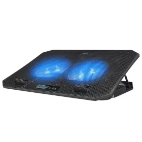   Rampage Notebook Hűtőpad 17"-ig - AD-RC44 SNOW (max 22 dbA, 86,6 m3/h, fém rács; 2x15cm venti, 2xUSB, LCD kijelző)