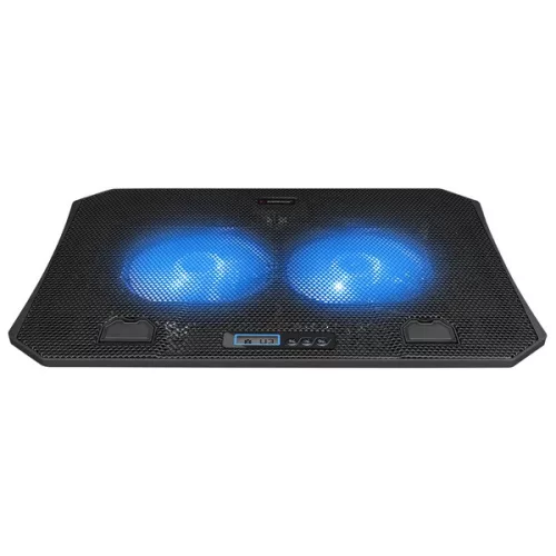 Rampage Notebook Hűtőpad 17"-ig - AD-RC44 SNOW (max 22 dbA, 86,6 m3/h, fém rács; 2x15cm venti, 2xUSB, LCD kijelző)