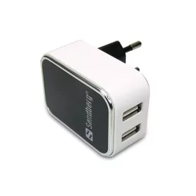   Sandberg Telefon töltő - AC Charger Dual USB 2.4+1A EU (230V; 1A + 2,4A USB; fekete-fehér)