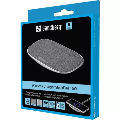 Sandberg Telefon töltő - Wireless Charger SleekPad 15W