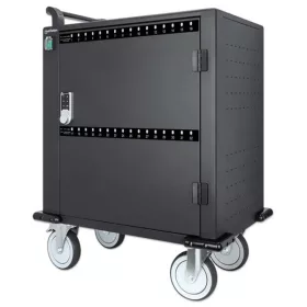   Manhattan Töltőszekrény - 32db USB-C, 576W (3A / 18 W), zárható fémajtó PIN- kóddal, ventilátor, Fekete