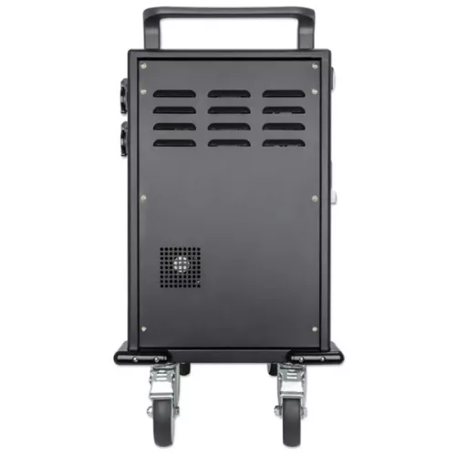 Manhattan Töltőszekrény - 32db USB-C, 576W (3A / 18 W), zárható fémajtó PIN- kóddal, ventilátor, Fekete