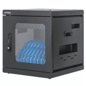   Manhattan Töltőszekrény - 10db AC port, (EU CEE 7/3) zárható, fali kivitel, Fekete