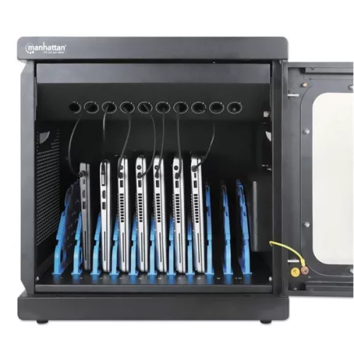 Manhattan Töltőszekrény - 10db AC port, (EU CEE 7/3) zárható, fali kivitel, Fekete