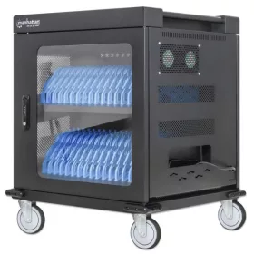   Manhattan Töltőszekrény - 32db AC port, (EU CEE 7/3) zárható, beépített ventilátor, Fekete