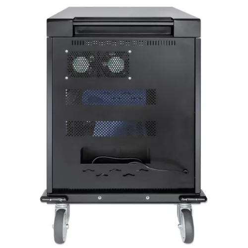 Manhattan Töltőszekrény - 32db AC port, (EU CEE 7/3) zárható, beépített ventilátor, Fekete