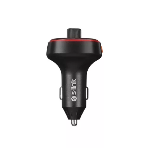 S-Link FM Transmitter - SL-BT240 Bluetooth  (BT5.0.; Dual USB, MicroSD; 3A USB gyorstöltő, LED kijelző)