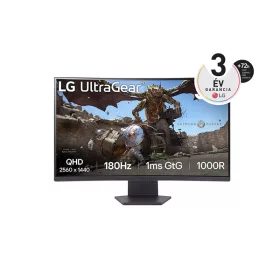   LG Monitor 32" Gamer - 32GS60QC-B (Ívelt, VA, 16:9; 2560x1440; 180Hz; 1ms; 300cd; HDMIx2; DP; FreeSync; HDR10; sRGB99%)