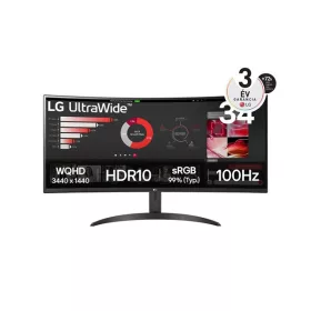  LG Monitor 34" - 34WR50QK-B (VA; Ívelt, 21:9; 3440x1440; 5ms; 300cd; 100Hz, HDMIx2, DP; HDR10; sRGB99%)