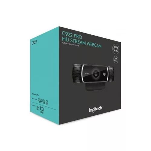 Logitech Webkamera - C922 Pro Stream (1920x1080 képpont, állvány, mikrofon, Full HD, fekete)