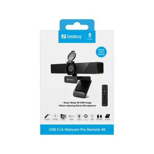Sandberg Webkamera - USB-C/A Webcam Pro Remote 4K