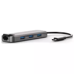   Bluestork USB Hub - HUB-OFFICE (USB-C to 3xUSB 2.0 port + 1xUSB-C + 1xHDMI + 1xRJ45, szürke)