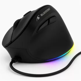   Bluestork Egér - M-W-ERGO-LUMI (Ergonomic, 3600 DPI, 6 gomb, optikai, RGB, fekete)