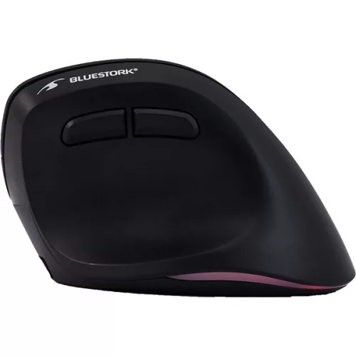 Bluestork Vezeték nélküli Egér - M-WL-ERGO-LUMI-TH (Ergonomic, Rechargeable, 2,4GHZ+Bluetooth, 4800 DPI, 6 gomb, fekete)