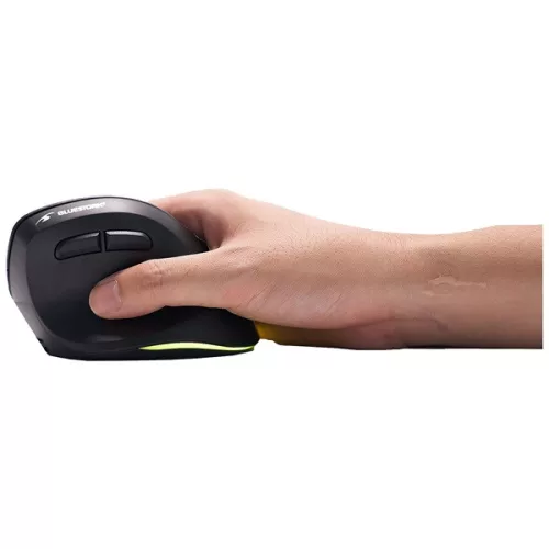 Bluestork Vezeték nélküli Egér - M-WL-ERGO-LUMI-TH (Ergonomic, Rechargeable, 2,4GHZ+Bluetooth, 4800 DPI, 6 gomb, fekete)