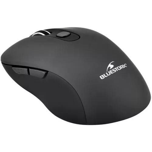 Bluestork Vezeték nélküli Egér - M-WL-OFF60-BLACK (1600 DPI, 6 gomb, optikai, fekete)