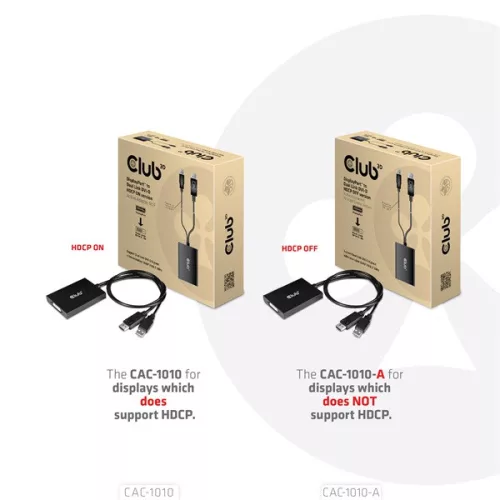 Club 3D Átalakító - CAC-1010 (DisplayPort to 2xDVI-A HDCP ON, 4K30Hz, 2560x1600@60Hz, 60cm)