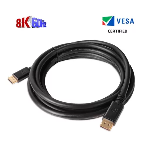 Club 3D Kábel - CAC-1069B (DisplayPort 1.4 HBR3, 8K@60Hz, 4m, 24AWG, fekete, VESA tanúsított, M/M)