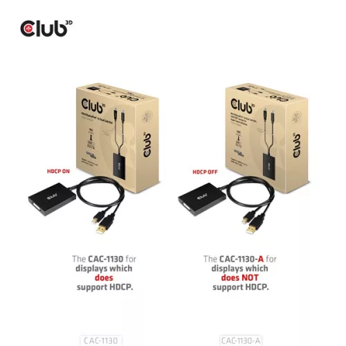 Club 3D Átalakító - CAC-1130-A (Mini DisplayPort to Dual Link DVI, HDCP OFF, Apple)