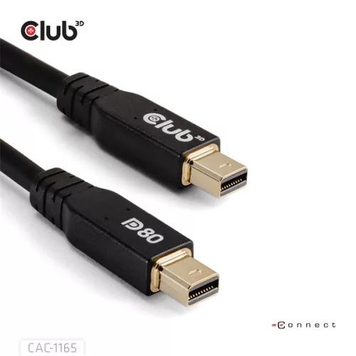 Club 3D Kábel - CAC-1165 (Mini DisplayPort  M/M, DP80, 80Gbps, 1m, 4K240Hz/8K60Hz/10K60Hz)