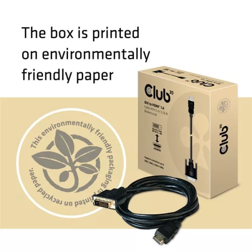 Club 3D Kábel - CAC-1210 (DVI-D to HDMI 1.4, 2m, M/M, Bidirectional, UHD 4K30Hz)