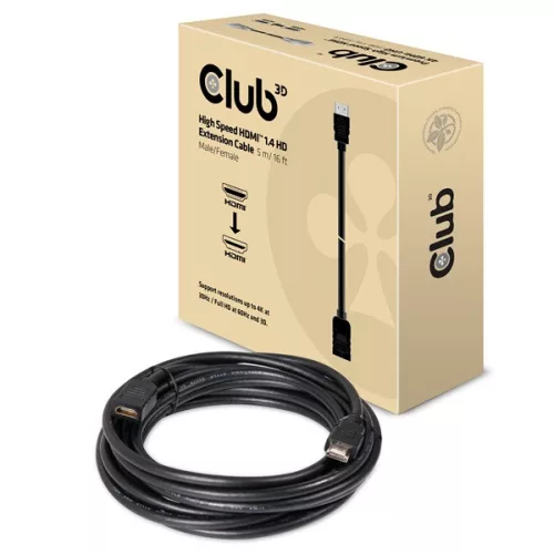 Club 3D Kábel - CAC-1320 (HDMI 1.4  M/F, 5m, 4K@30Hz, 10.2Gbps, Ethernet)