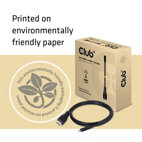Club 3D Kábel - CAC-1351 (Micro HDMI to HDMI 2.0, 4K60Hz, 1m, Bi-Directional)