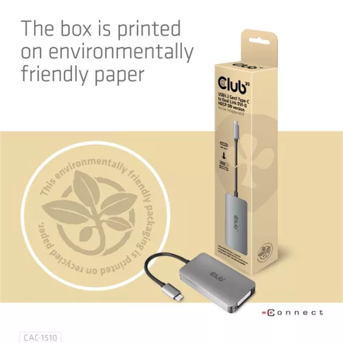 Club 3D Átalakító - CAC-1510 (3.2 USB-C Gen 1 to DVI-D Dual Link, HDCP ON, 4K30Hz)