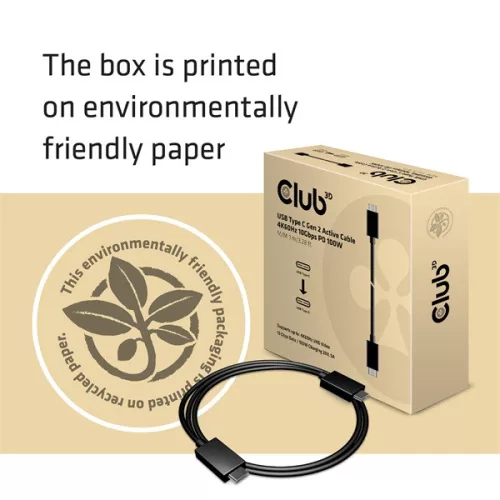 Club 3D Kábel - CAC-1522 (3.1 USB-C Gen 1 to 3.1 USB-C Gen 1, 10Gbps, 100W PD, 4K60Hz, M/M, 0,8m)