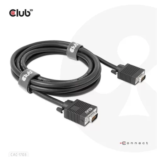 Club 3D Kábel - CAC-1703 (VGA Bidirectional, M/M, 3m, 28AWG, Full HD 1080p)