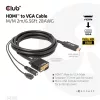 Club 3D Kábel - CAC-1712 (HDMI to VGA, M/M, 2m, 28AWG, 1080p, 3.5mm jack, Micro USB táplálás)