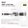 Club 3D Kábel - CAC-1712 (HDMI to VGA, M/M, 2m, 28AWG, 1080p, 3.5mm jack, Micro USB táplálás)