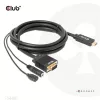 Club 3D Kábel - CAC-1712 (HDMI to VGA, M/M, 2m, 28AWG, 1080p, 3.5mm jack, Micro USB táplálás)