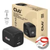Club 3D Hálózati Adapter - CAC-1913EU (65W GAN, Triple port 2xUSB-C 1xUSB-A PD 3.0)
